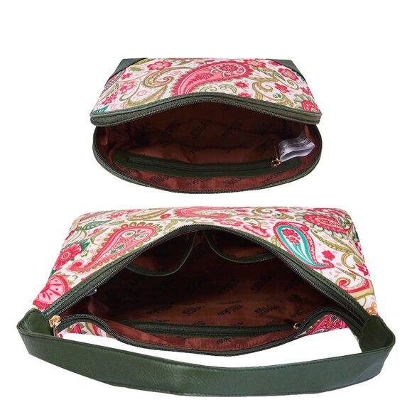 Paisley Print Sling Hobo & Cosmetic Bag Combo for Women – Fabric Shoulder Bag - Picture 3 of 5